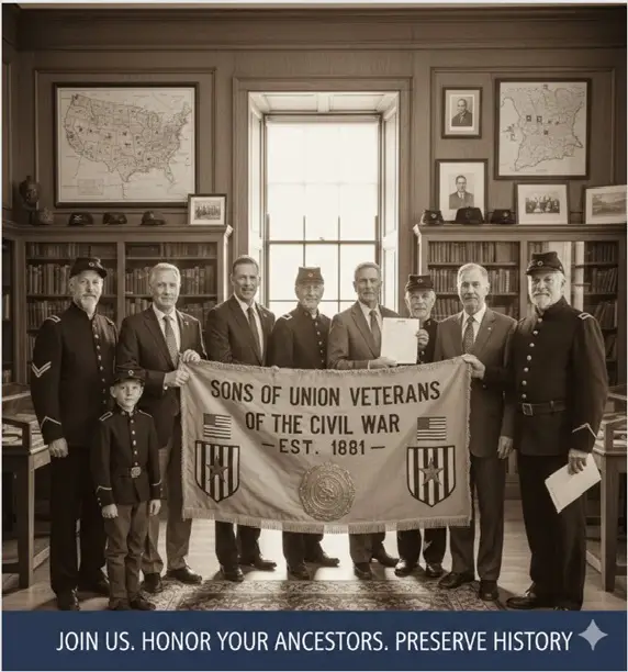 Members holding SUVCW Banner