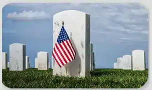 Union grave marker with American Flag